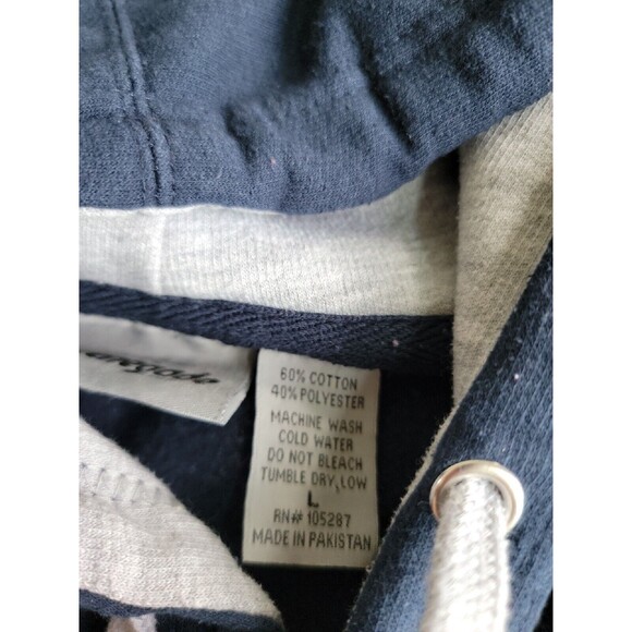 Renegade Mens L Hoodie Colorado Embroidered Trees Colorblock Blue Grey Pocket - Picture 3 of 16